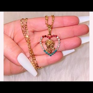 Mexico flag heart necklace / Oro Laminado / Laminated Gold